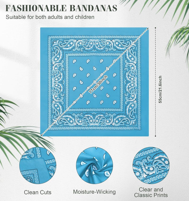 YSense 14 pieces Bandanas Paisley Print Novelty Headband Cowboy Headwraps Scarfs Hair Head Bandana for Women Men Boy Girl - Image 2